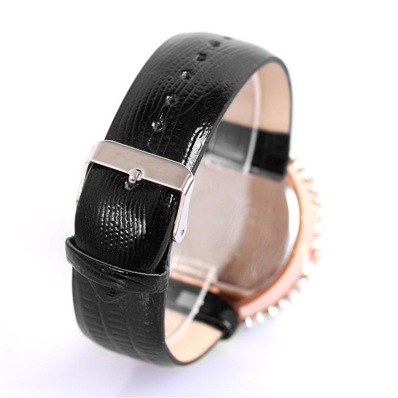 Orologio da polso da donna al quarzo con cinturino in ecopelle con quadrante rotondo e strass completo Yamaler_voghion.com