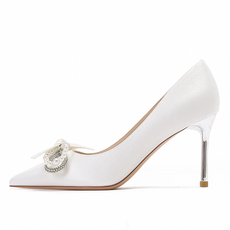 Scarpe da sposa da donna con tacco alto, sottili, estive, in pelle, con strass, stile francese, piccole e profumate_voghion.com