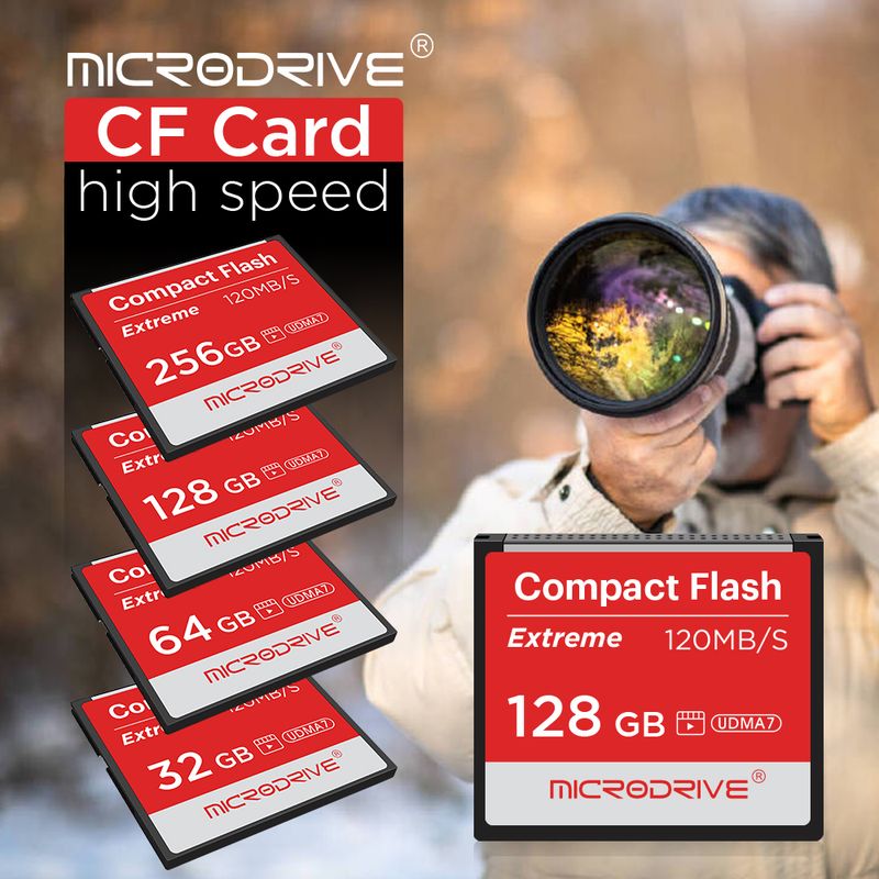 Scheda CF video 4K di migliore qualità, ad alta velocità, 120 MB/s, memoria reale, Compact Flash da 256 GB, 128 GB, 32 GB, 64 GB, per fotocamera_voghion.com