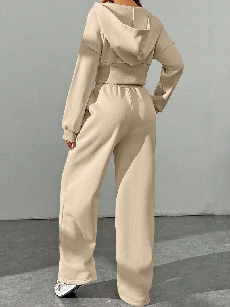 Women's Zip-Up Hoodie & Jogger Set – Casual Lounge & Streetwear Two-Piece (S-XXL, Breathable Poly-Spandex Blend)_voghion.com