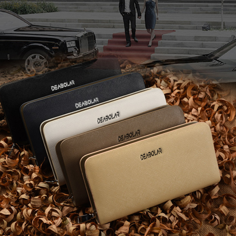 Long Wallet Leather Korean Version High-end Cross Pattern Men's Fashion Zipper Clutch_voghion.com