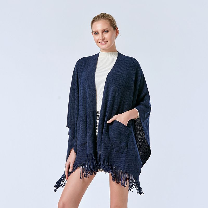 Otoño e invierno Nueva capa de bolsillo Cálido chal con aire acondicionado envuelto con imitación de cachemira bufanda con abertura chal para doble_voghion.com