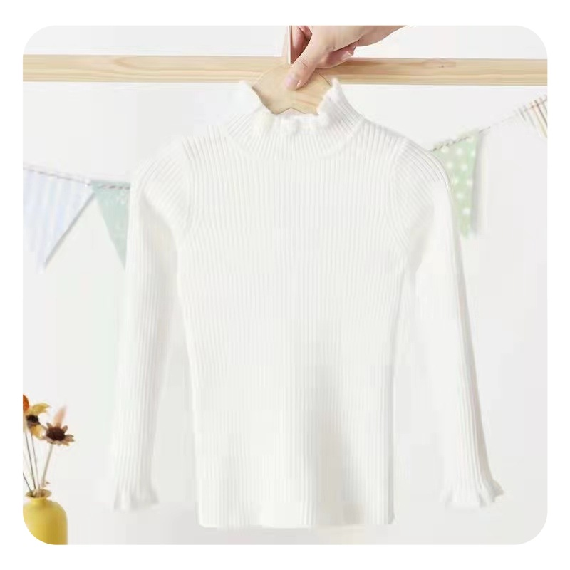 Girls' Autumn And Winter Wooden Ear Edge Sweater Base Shirt All Knitted Base Shirt In The High Collar Bottom Of The Inner Coat_voghion.com