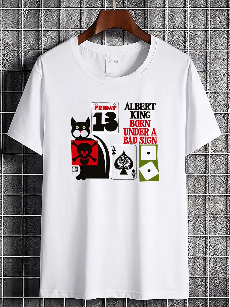 Albert King – Born Under A Bad Sign T-Shirt, Weiß, alle Größen, 3A1030, modisch, lässig, leicht gedehnt, atmungsaktives Sommeroberteil für den Alltag_voghion.com