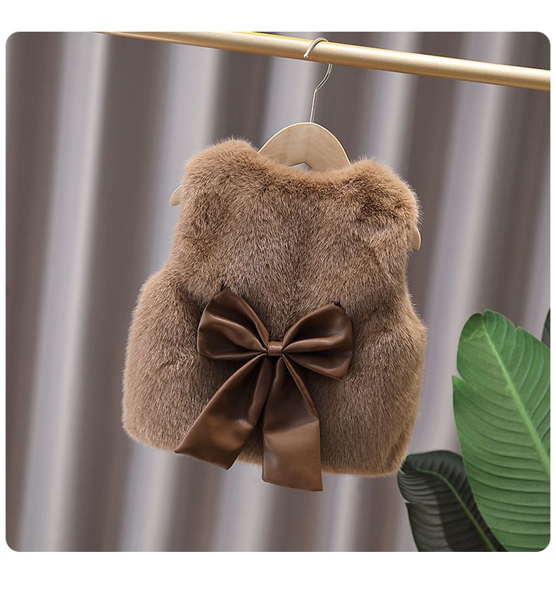Girls Vest Autumn And Winter Style Little Girl Stylish Fur Waistcoat Jacket 1 2 3 Years Old Baby Outer Wear Small Vest 4_voghion.com