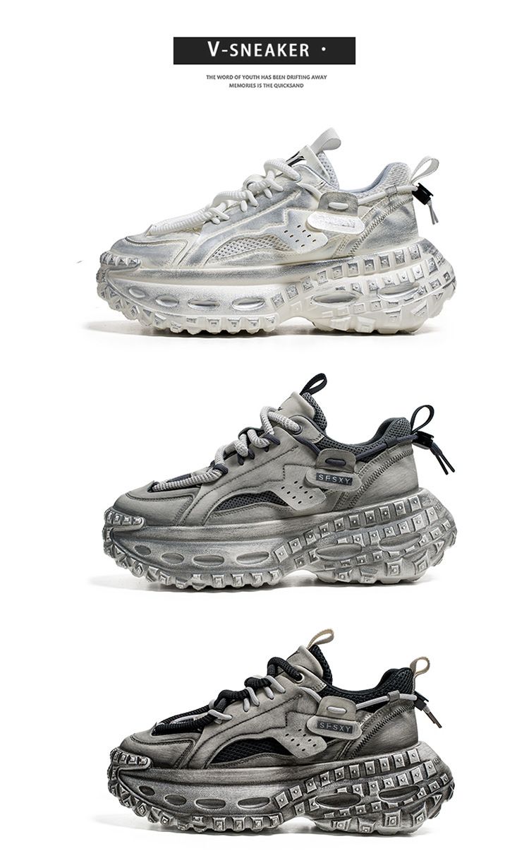 Men’s Shoes mesh breathable sports casual shoes non slip height increasing student personality dad shoes trendy shoes_voghion.com