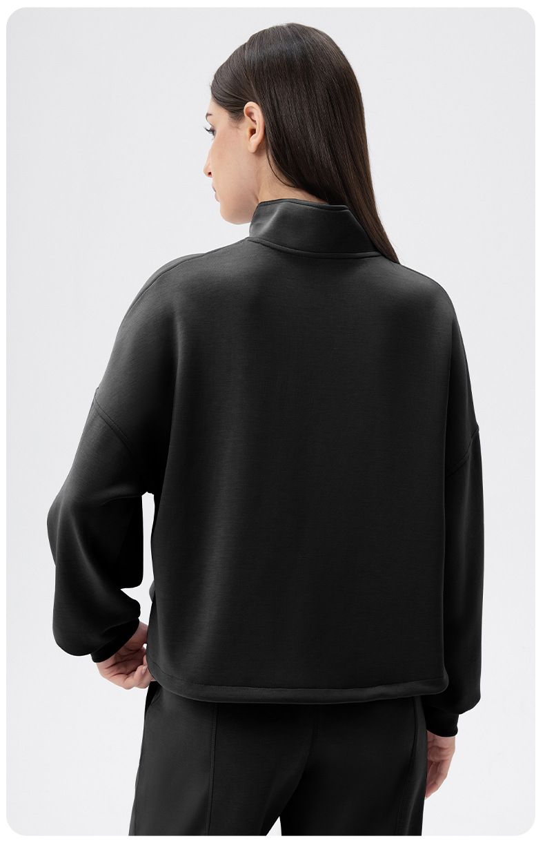 Felpa da donna autunno inverno yoga, comoda e casual, con colletto alto, per corsa, fitness e sport_voghion.com