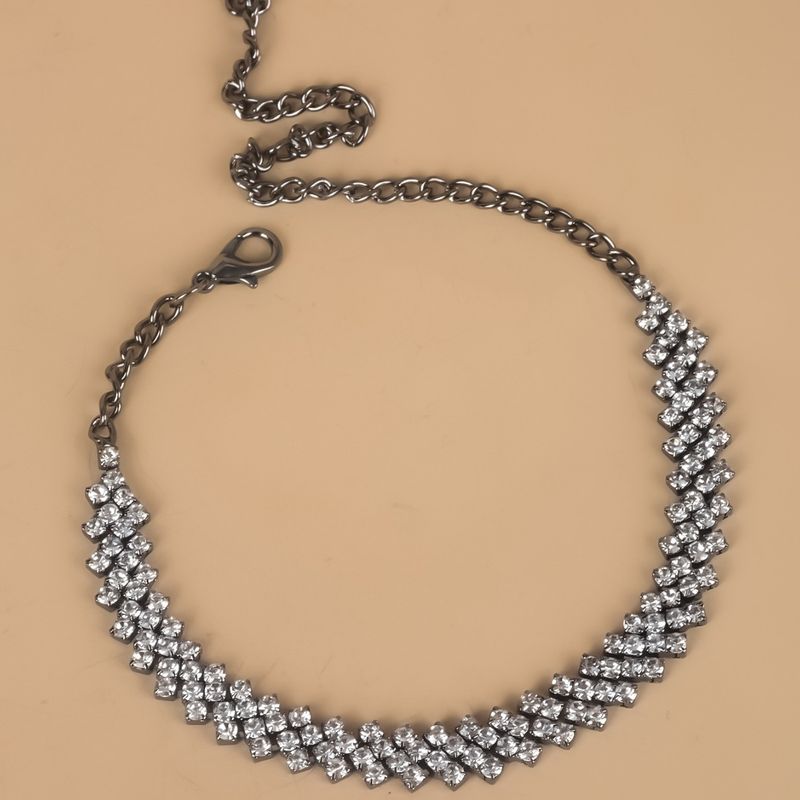 Cavigliera alla moda con strass per donna, placcata in oro e argento, versatile gioiello stagionale_voghion.com