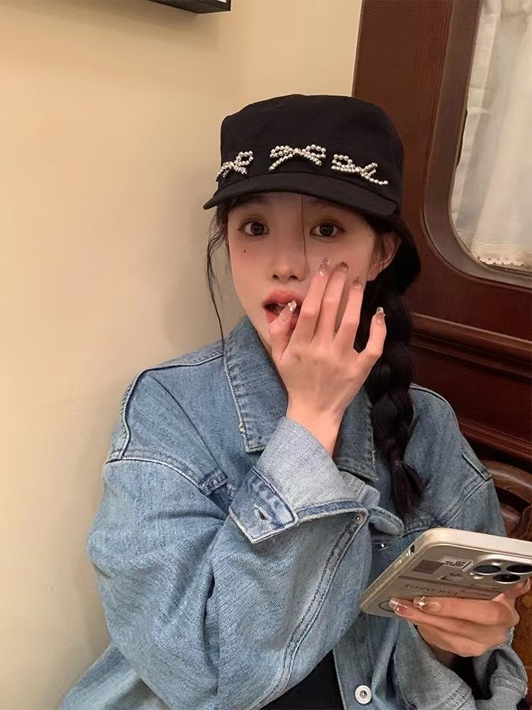 Women's 2024 New Spring And Summer Face Small Fragrant Bow Cap_voghion.com