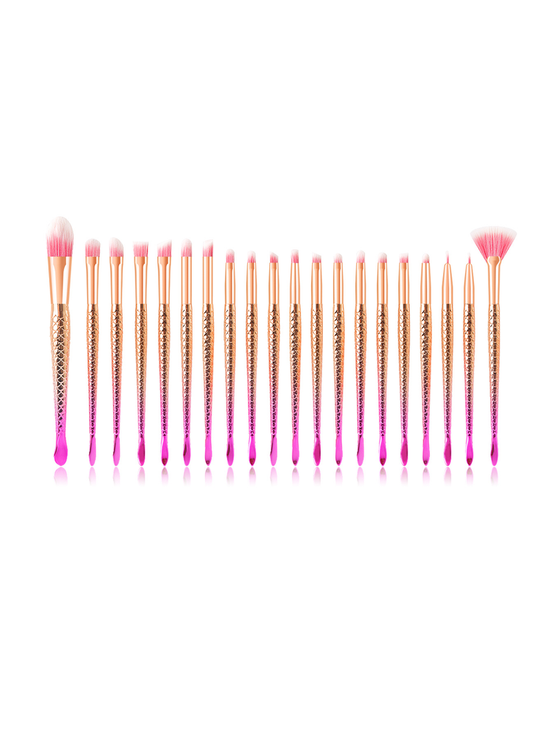 20 pcs multi-color new fish tail design hot selling new professional makeup brush set_voghion.com