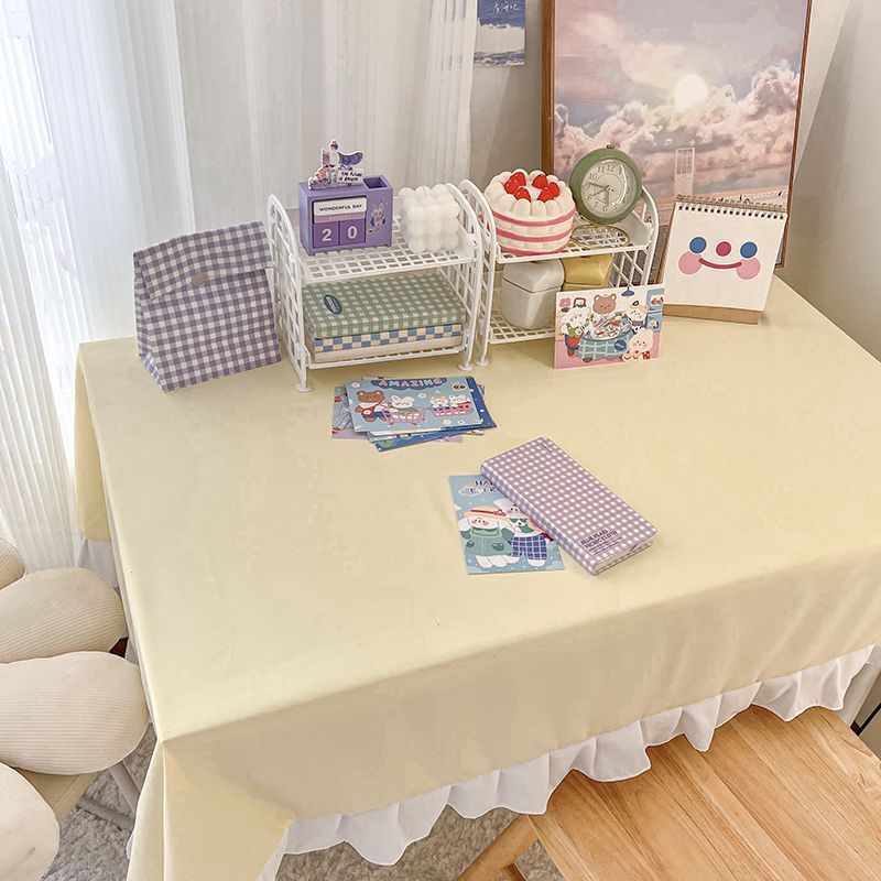Tischdecke Schreibtisch Spitzenbesatz Einfarbige Couchtischdekoration_voghion.com
