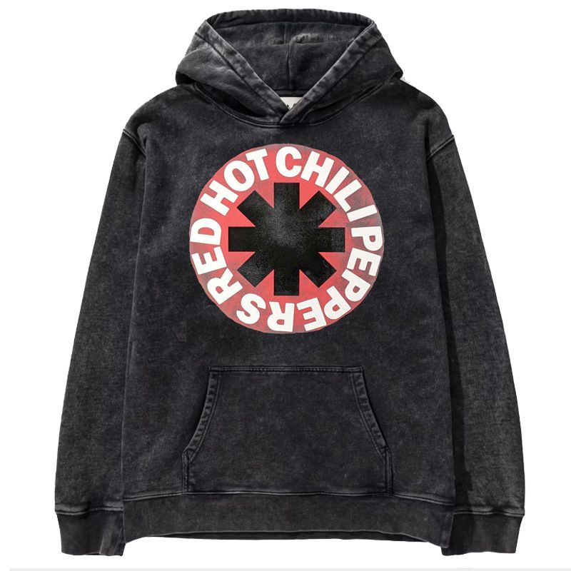 Felpa con cappuccio dei Red Hot Chili Peppers, pullover unisex oversize vintage lavato, felpa girocollo grafica_voghion.com