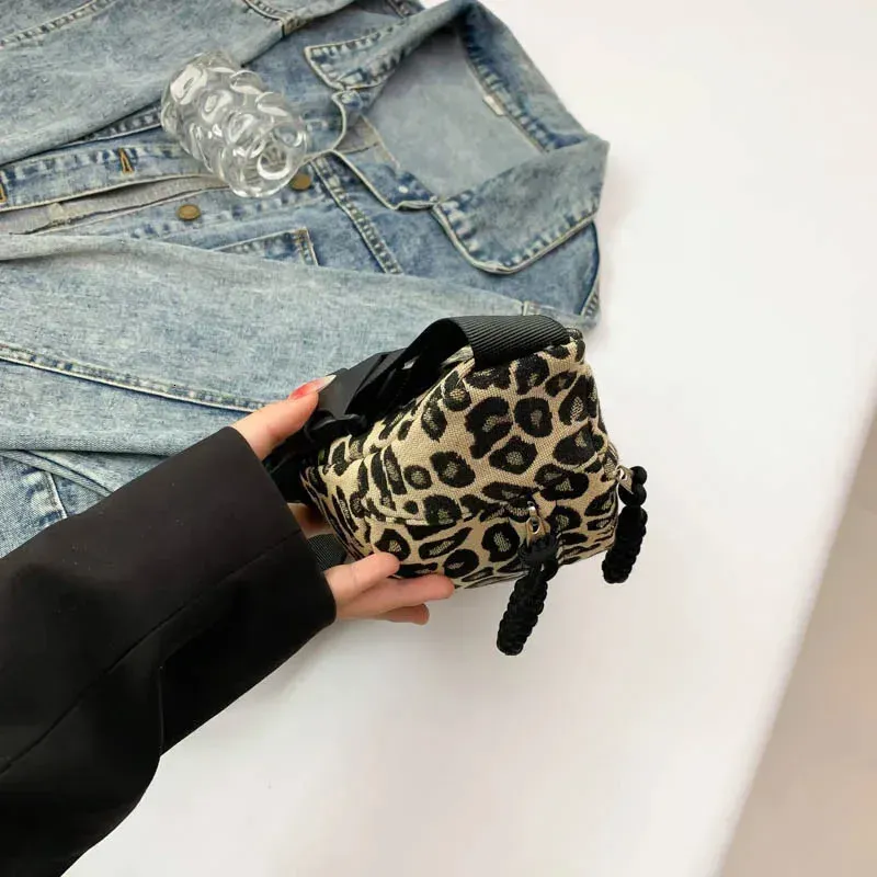 Marsupio da donna con stampa leopardata, in tela, alla moda, con tracolla, cintura di alta qualità 250806_voghion.com