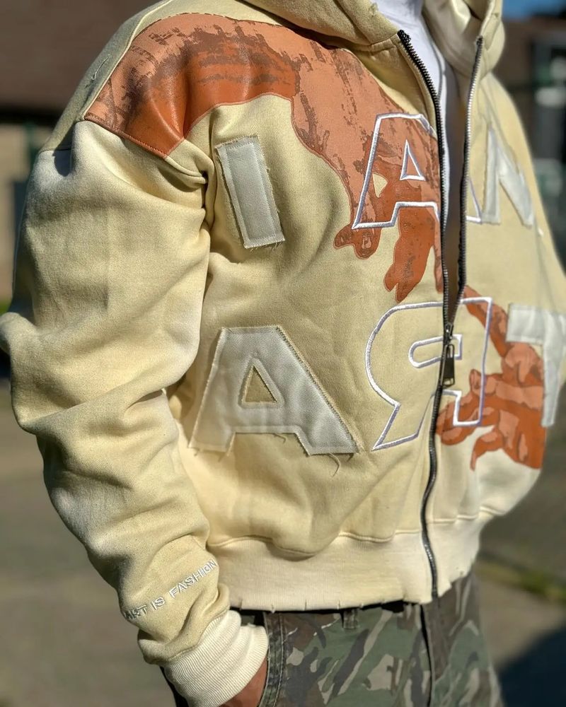 Meeste rõivad Tänavahip-hop Värvilised kirjatrükk Sügis- ja Talvised lahtised kapuutsid_voghion.com