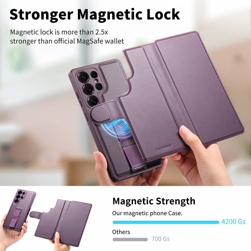 TechGlobe Suitable For Samsung Ultra Magnetic Flip 2-in-1 Detachable S25 Wallet Shockproof Phone Case_voghion.com