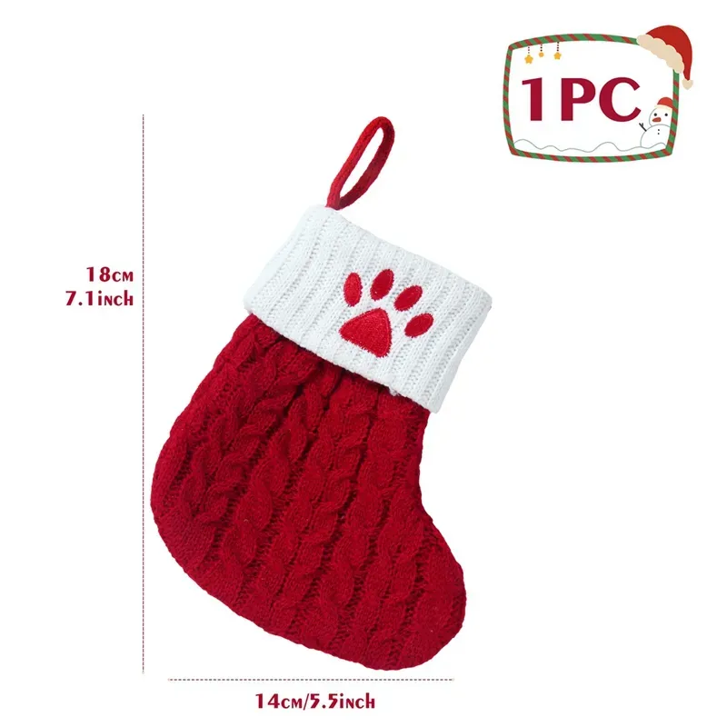 Socken Stricken Hund Pfote Druck Strumpf Weihnachten Dekoration Für Home 2024 Weihnachten Baum Ornament Geschenk Navidad Natal 2025_voghion.com