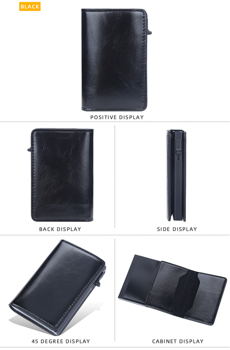 Baellerry's new RFID anti-magnetic side push aluminum box card package oil wax leather men's card holder wholesale_voghion.com