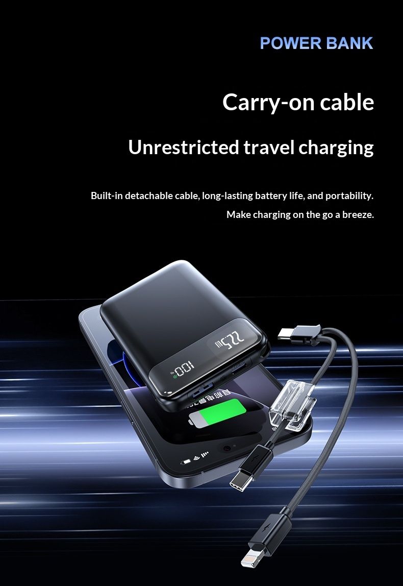 Nouvelle batterie externe transfrontalière ultra-mince de 20 000 mAh avec charge ultra-rapide (22,5 W) et câble inclus, cadeau personnalisé_voghion.com