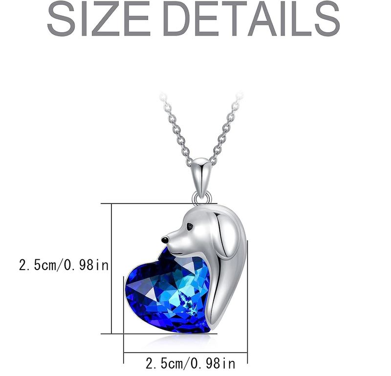 Collana con ciondolo a forma di cuore con zircone blu grande e venduto a caldo, accessori alla moda per gioielli per animali domestici_voghion.com