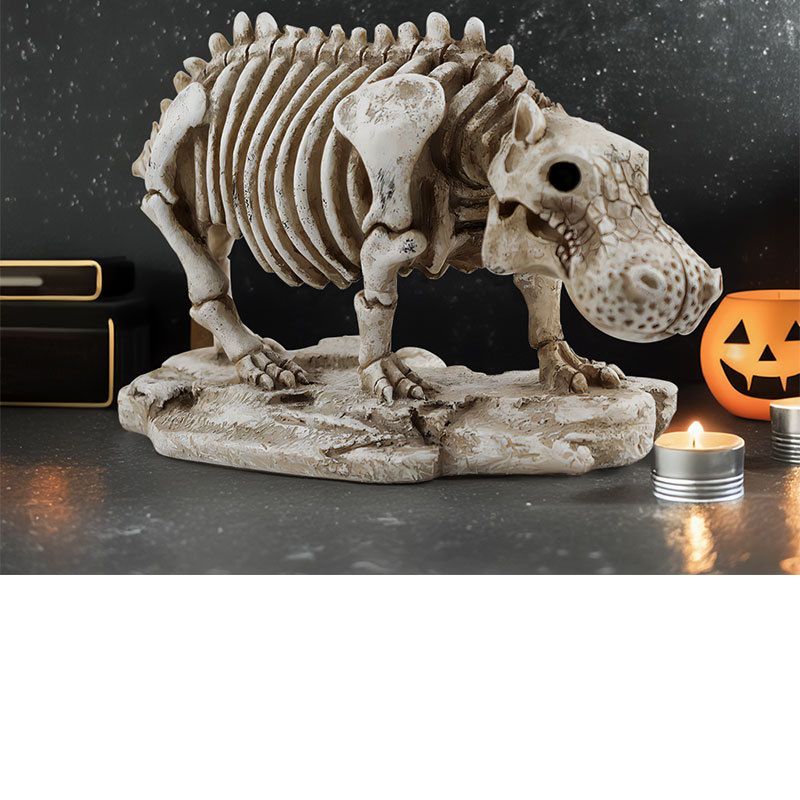 Unique Skull Animal Skeleton Specimen Hippo Ornament Halloween Desktop Decoration_voghion.com