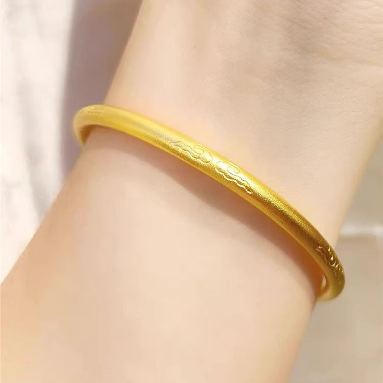 Vietnam sabbia oro antica legge eredità Xiangyun braccialetto ottone placcato oro cerchio mantra solido semplice anello braccialetto gioielli_voghion.com