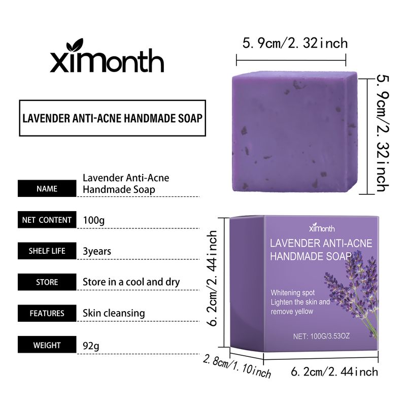 Ximonth Lavender Cleansing Soap Cleanses Facial Skin With Oil Control For Pores And Acne Moisturizing Cleanser_voghion.com