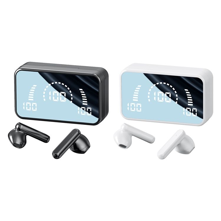 V9 Mirror Noodle Wireless Bluetooth Earphone with Charging Compartment (Black)_voghion.com