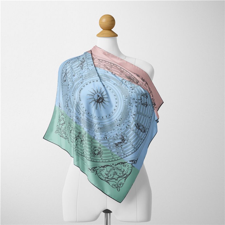 Spring simulation silk women's scarf print, versatile mother's small square scarf, 53cm, as a Mother's Day gift_voghion.com