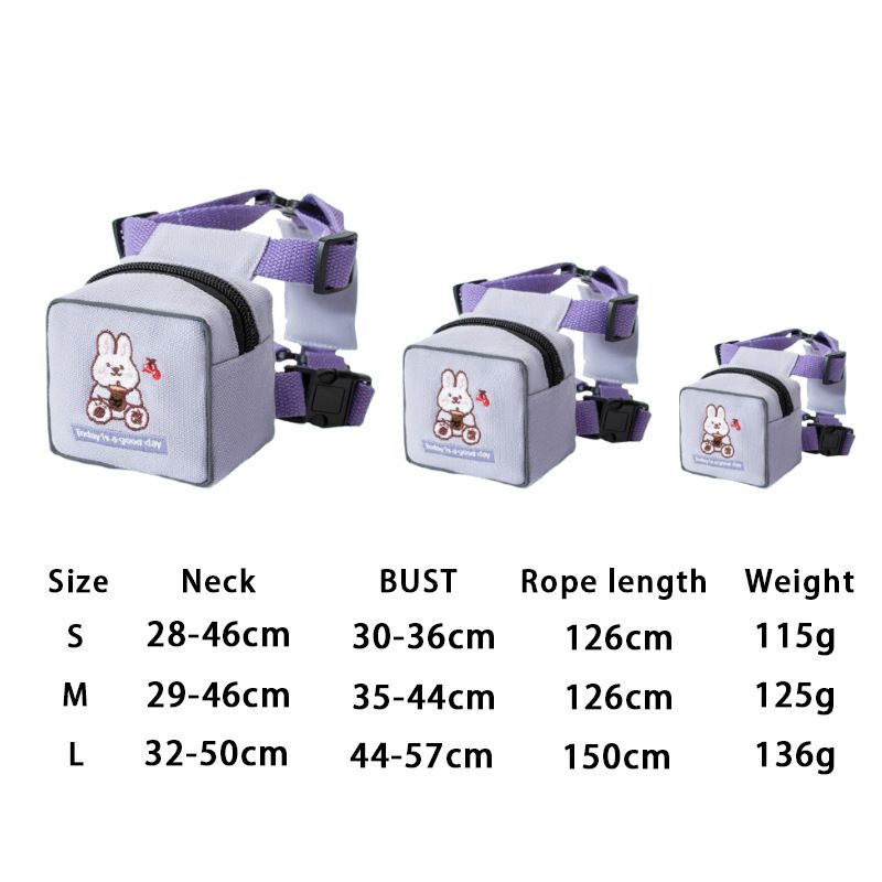Mochila bordada estilo coreano para mascotas, arnés para gato bichón de peluche, correa para pasear perros_voghion.com