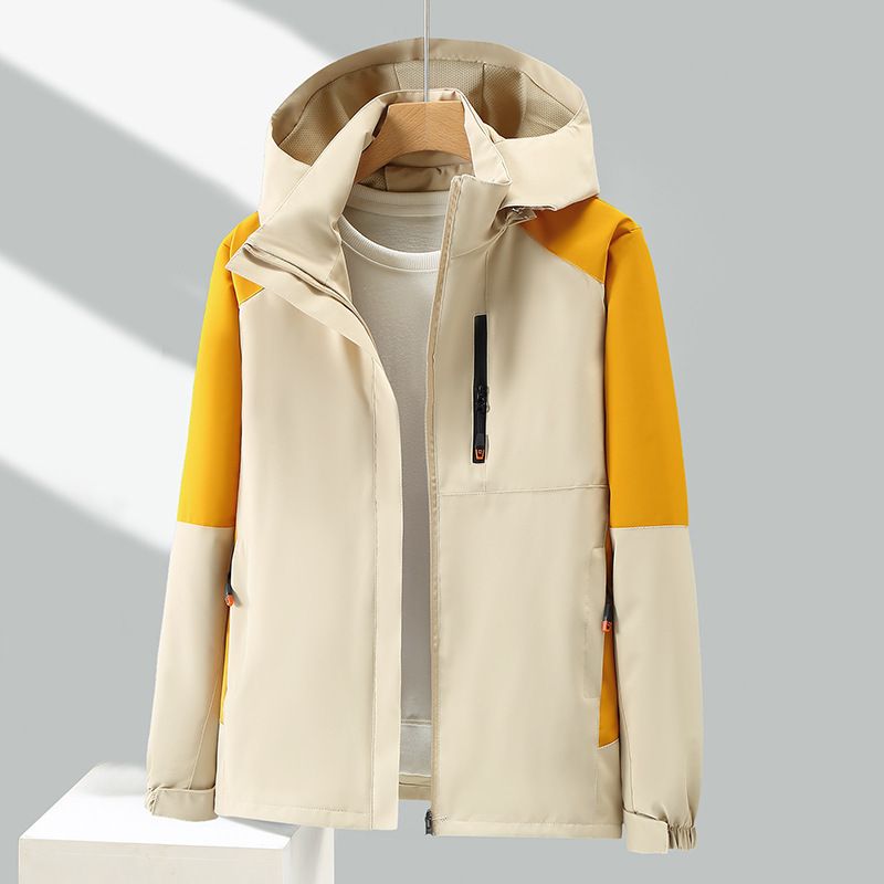 Winddichte und wasserdichte Outdoor-Jacke für Herren für Paare, atmungsaktiv, dünn, für Frühling und Herbst, Wandern, Sport, lässig, mit Kapuze_voghion.com