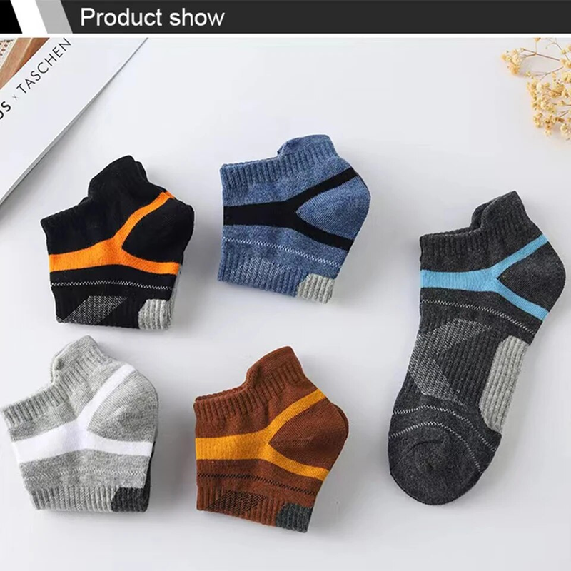 5 paia di calzini sportivi da corsa neri traspiranti corti in cotone casual estivi da uomo di alta qualità taglia 38-45_voghion.com