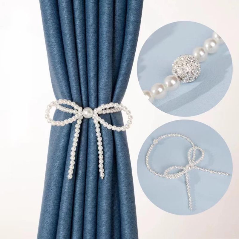Yaratıcı Yeni Basit İnci Fiyonk Perde Bağı Matkapsız Manyetik Tokalı Hafif Lüks_voghion.com