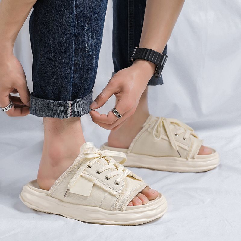 Kvast-hjemmesko til mænd, sommer- og udendørstøj, trendy mærke-klipklappere, alsidige højdeforøgende sandaler i skridsikre designs_voghion.com