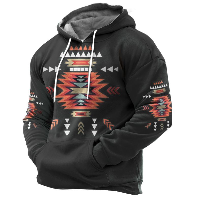 Maglione con cappuccio da uomo 3D con cappuccio e tasca in cordino_voghion.com