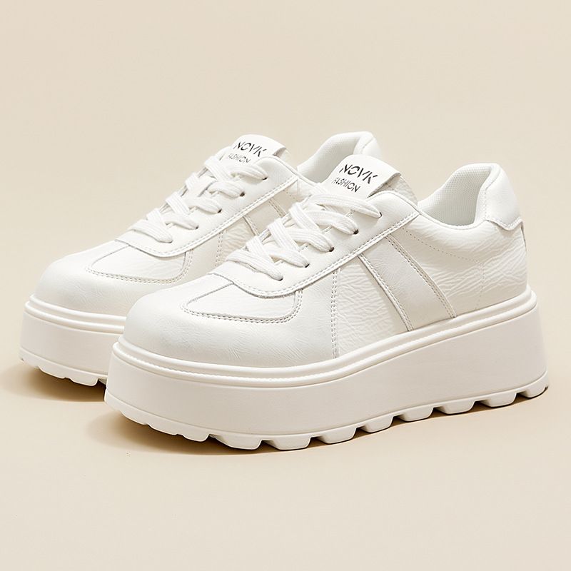 Spring New Training Casual Single Thick Sole White Versatile Height Increasing Women's Shoes Make Feet Look Smaller_voghion.com