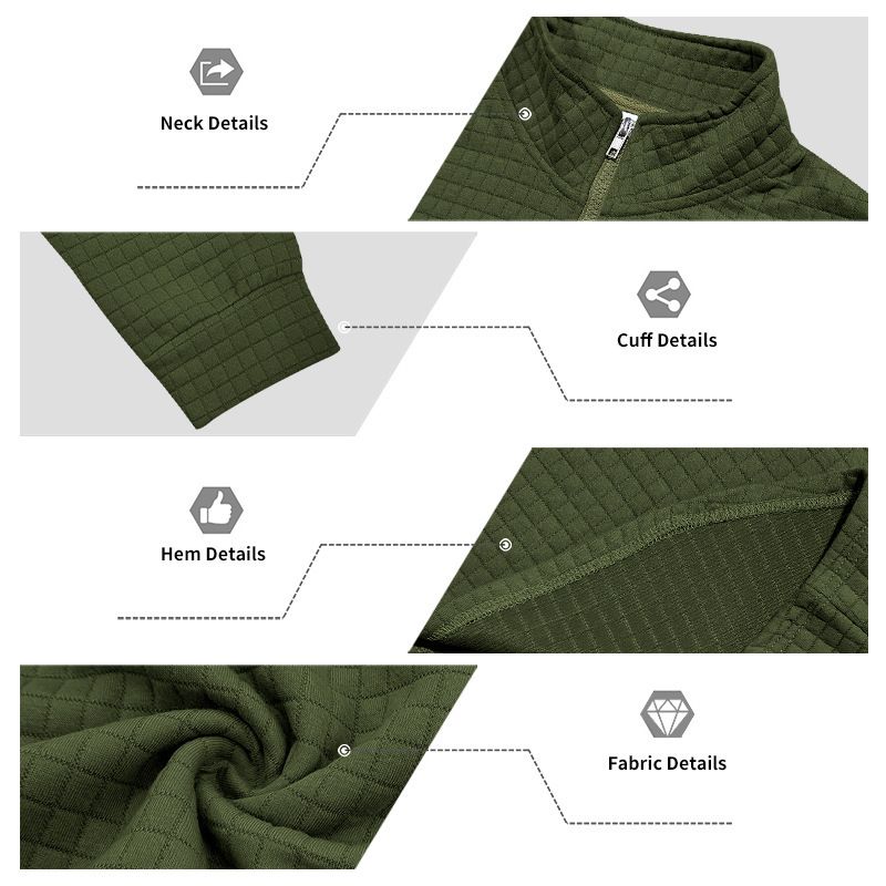 Men's Casual Pullover Sweatshirt With Jacquard Design, Stand Collar & Half-Zip, Loose Fit, Autumn/Winter Essential_voghion.com