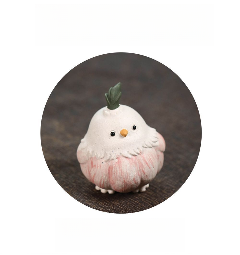 Zisha Clay Pet Ornament Handmade Bird Sculpture Garlic Chick Set Creative Tea Play Accessory Figurine_voghion.com
