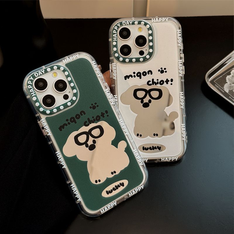 TechGlobe Couple Trendy Cool Dog Mirror For IPhone 16 15 Phone Case 17 Pro Max Dropshipping 11 With Strap 12_voghion.com
