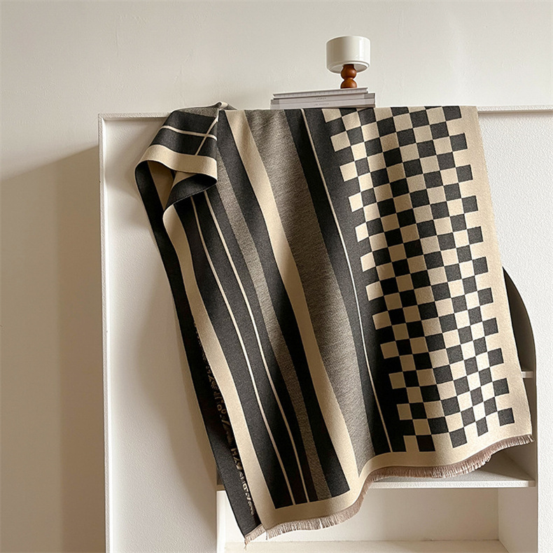 Fiore di anacardio double face di alta qualità per donna, versatile autunno inverno, scialle lungo per calore e sciarpa al collo_voghion.com