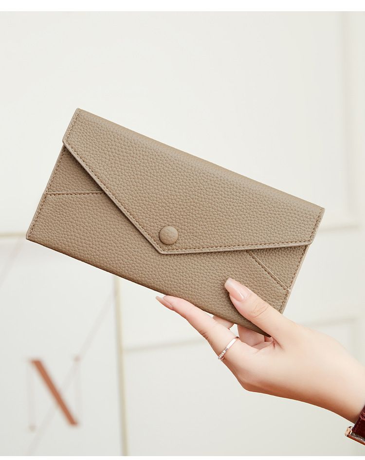 Damen- und Herren-Geldbörse, RFID-Schutz, Diebstahlschutz, Damen-Geldbörse, weiches Lychee-Leder, lange Umschlagtasche, ultradünne und einfache Clutch_voghion.com