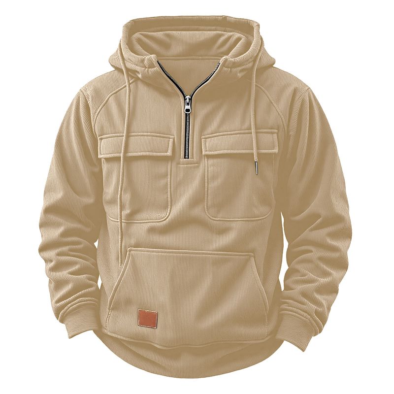 Giacca casual da uomo 2025 con cappuccio e cerniera per autunno e inverno_voghion.com