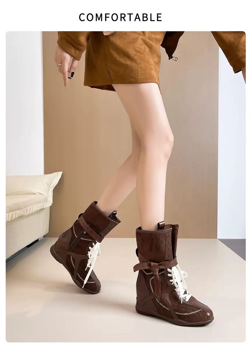 Stivali da boxe da donna ~ Piccoli stivali invisibili per aumentare l'altezza di 8 cm, da boxe per donne, da caccia western, versatili, dimagranti, tedeschi, da allenamento Martin_voghion.com