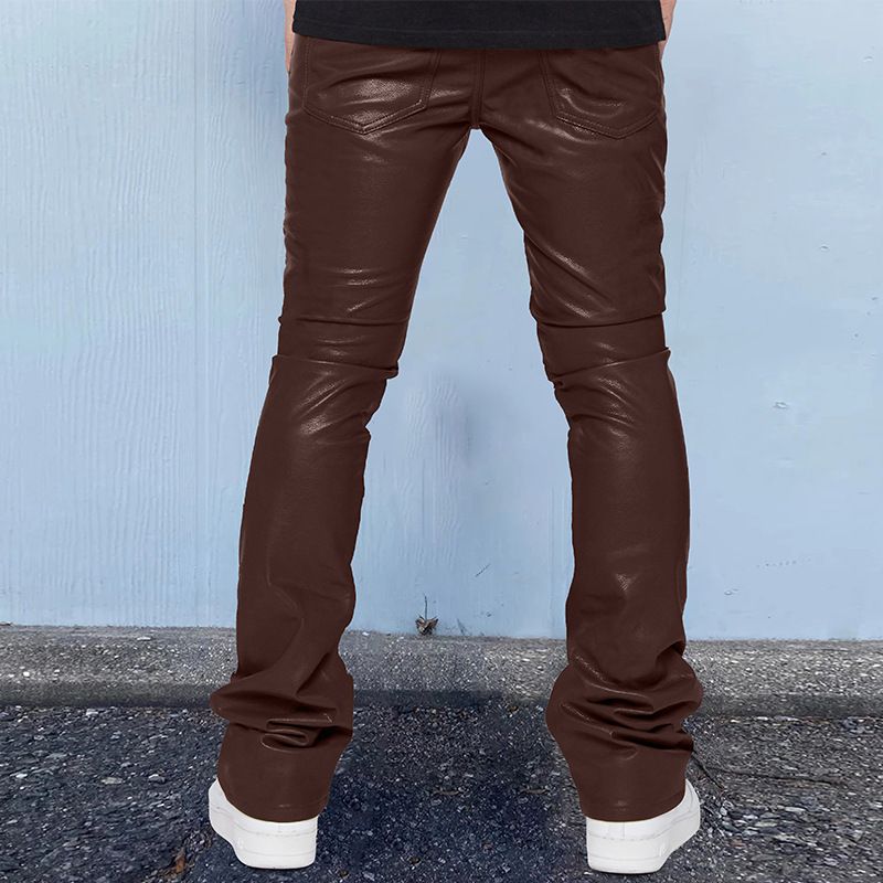 Pantalon hip-hop décontracté ample taille moyenne pour hommes, tendance cuir automne/hiver 2024_voghion.com