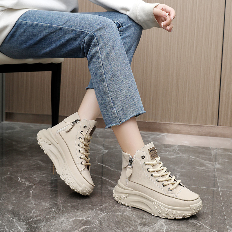 ZY0011 High Top For Women In Autumn 2025 New Women's Round Toe Thick Sole Elevated Casual Board Shoes Street Photo_voghion.com