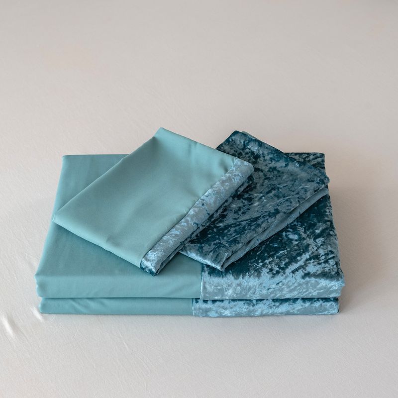Hometextiel beddengoed driedelige fluwelen patchwork effen kleur dekbedovertrekset_voghion.com