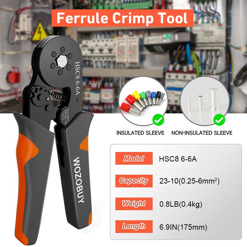 100pcs Mini Crimping Plier Boxed VE Insulated Terminal Electrical Kit Tubular Cable Wire Connector_voghion.com
