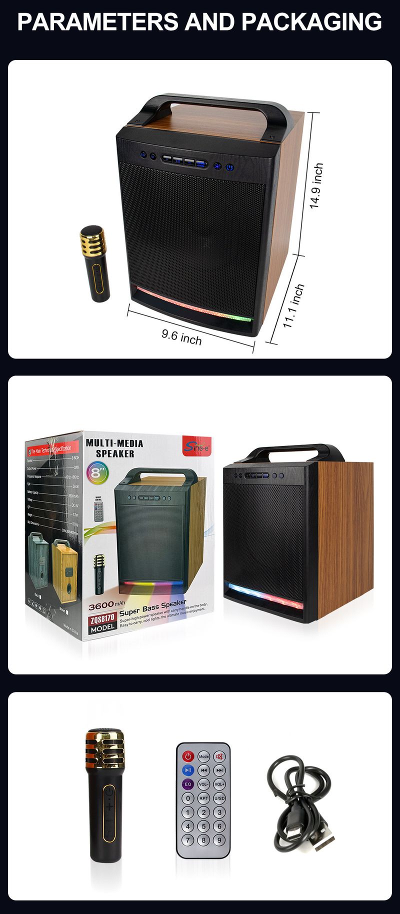 ZQS8170 Square Dance Audio Bluetooth Lautsprecher K Singer Lift Tragbares Mikrofon_voghion.com