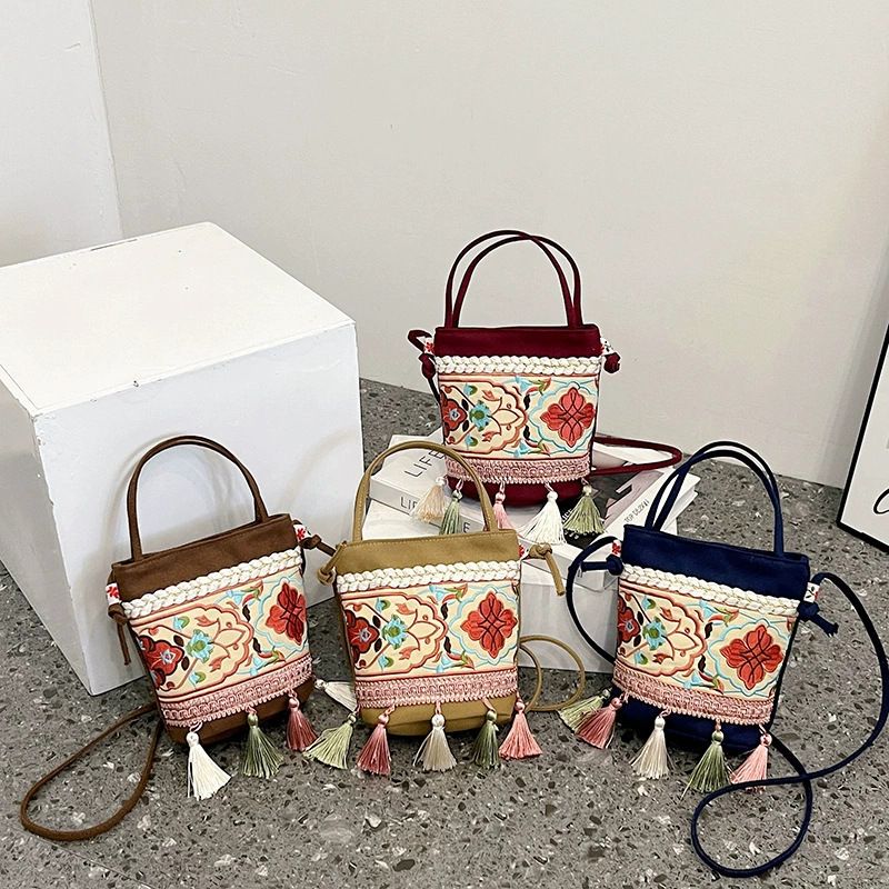 Borsa a tracolla alla moda in tela semplice e alla moda da donna, stile etnico, 2025_voghion.com