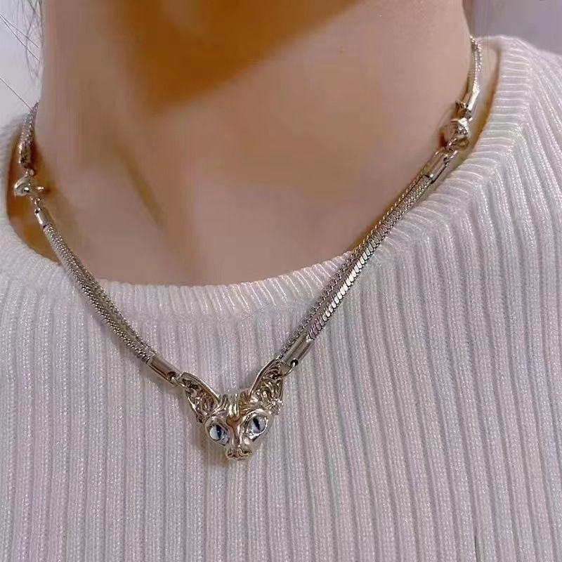 Hot salg Leter leker Choker Jenshin halskjede Genshin Impact fashion, søt kult, mørkt kattehode, dobbeltlags kjede, uvanlig_voghion.com