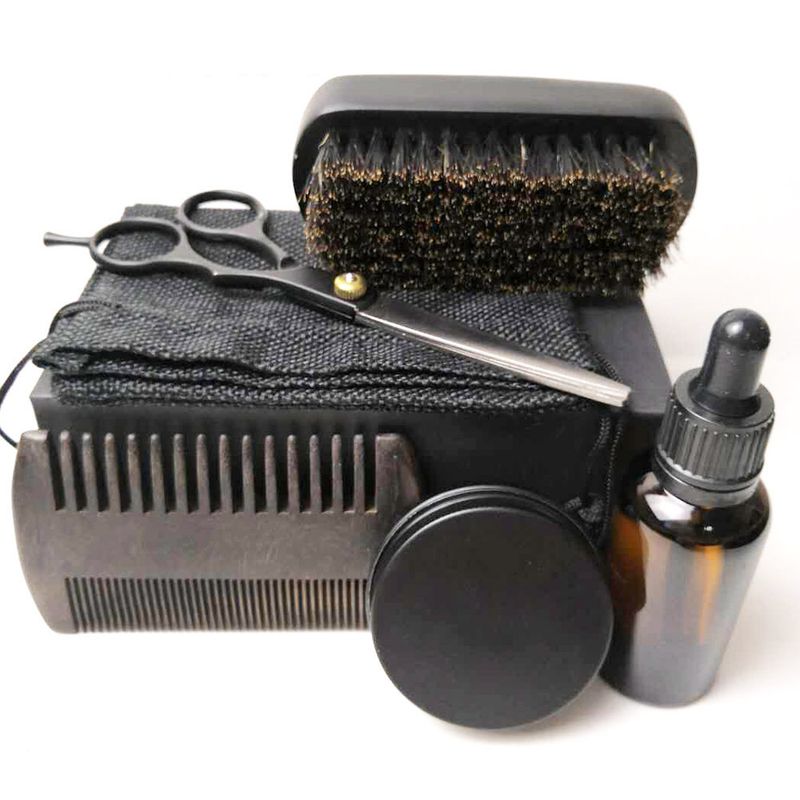 Shaving & Hair Removal Brush beard styling beard cream beard oil beard set double sided comb beard brush black beard cream scissors_voghion.com